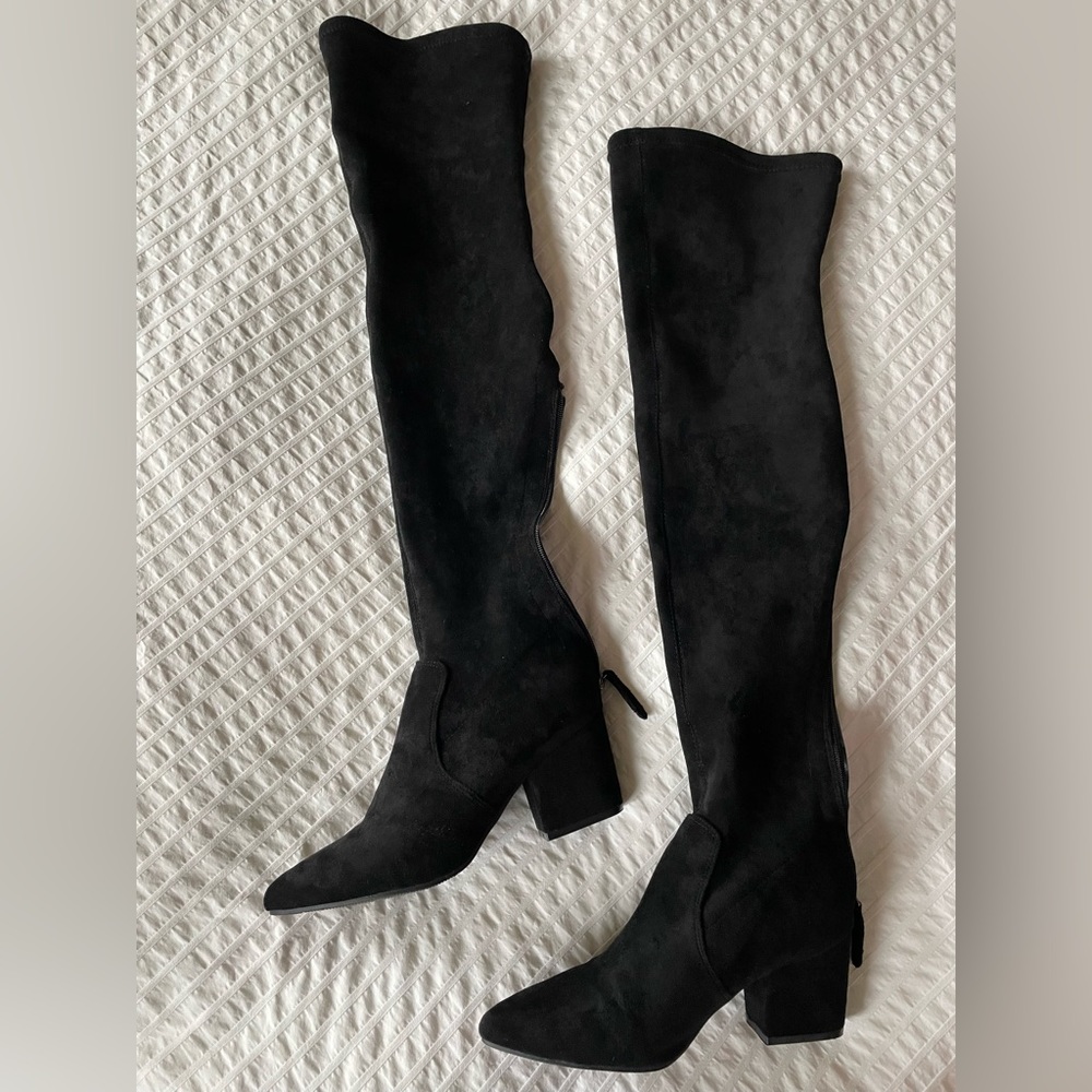 Goodnight Macaroon Ellis Black over the knee boots size 39, US 8.5